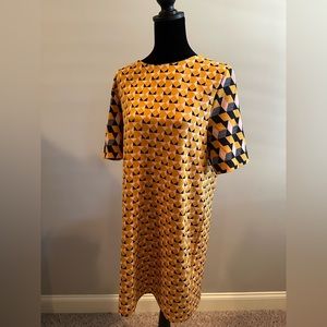 H&M TREND RARE GEOMETRIC RETRO 60S MINI SHIFT PARTY DRESS.